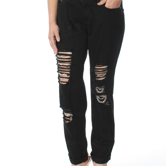 black ripped jeans with chains